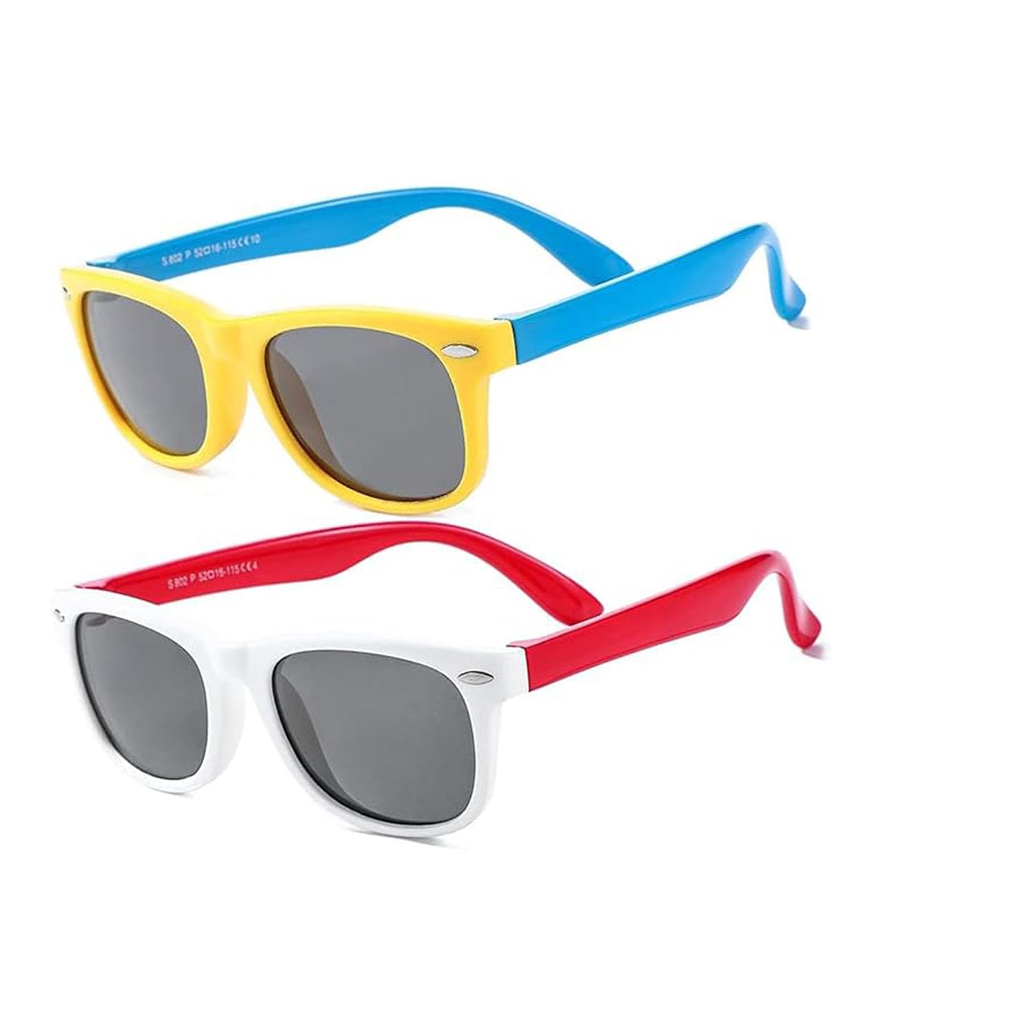 Joyzzz Kids Polarized Sunglasses, 2 Pcs TPEE Rubber Flexible Kids Polarized Sunglasses for girls boys, 100% Polarized UV Protection Flexible Rubber Sunglasses for kids Age 4-10