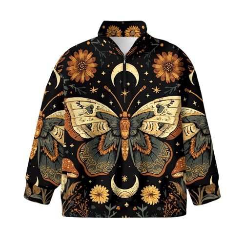 Image of AmzPrint Girls Graphic Quarter Zip Coat Long Sleeve Lightweight Oversized Athletic Running Hoodies For Kids Teen Girls