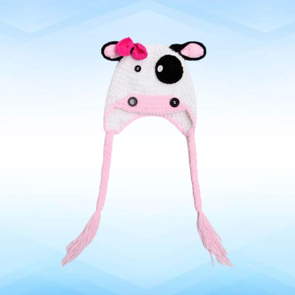 Cow Shaped Winter Hat Woolen Handmade Accessory Multi