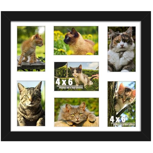 Image of DUENPY 15x17 Collage Picture Frame 4x6 Collage Picture Frame Displays Seven 4x6 inch Photos or 15x17 (Without Mat) for Available Horizontal Wall Mounting Display and Vertical Black