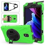 KYJX Case for Samsung Galaxy Tab Active 3 8.0 Inch SM-T570/SM-T575, 360 Rotating Heavy Duty Rugged Case with Hand Strap Shoulder, Green