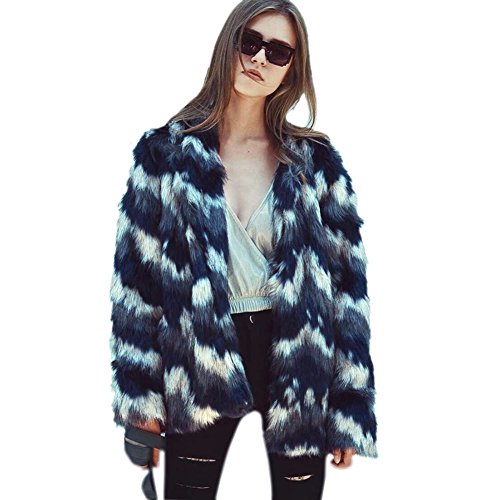 VLUNT Mujer Abrigos de Pieles Chaqueta Invierno Abrigo de Pelo Sintética de Fox Chaqueta Capa Abrigo Largo Fur Coat