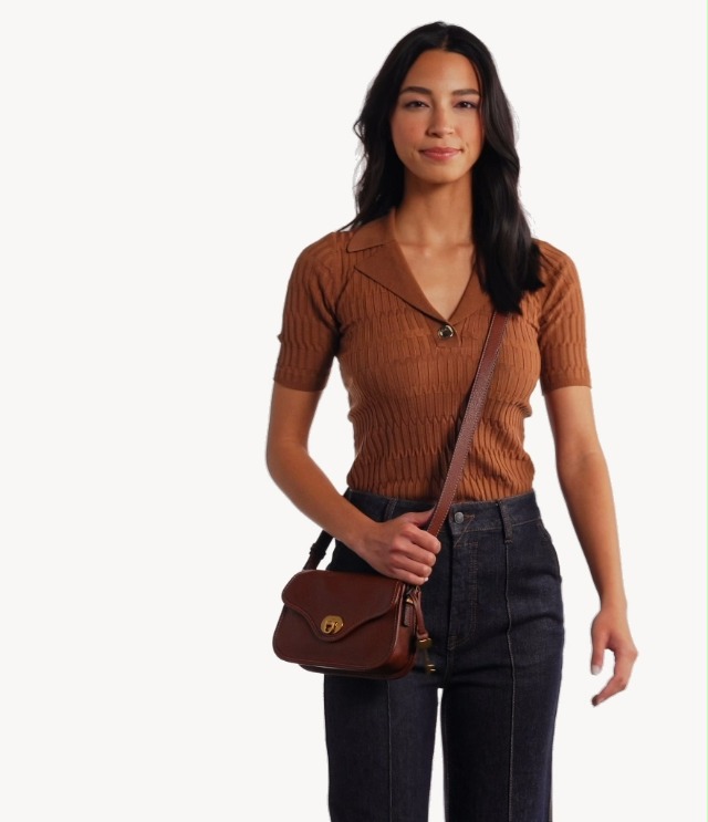 Fossil Women's Heritage Leather Mini Flap Crossbody Purse Handbag