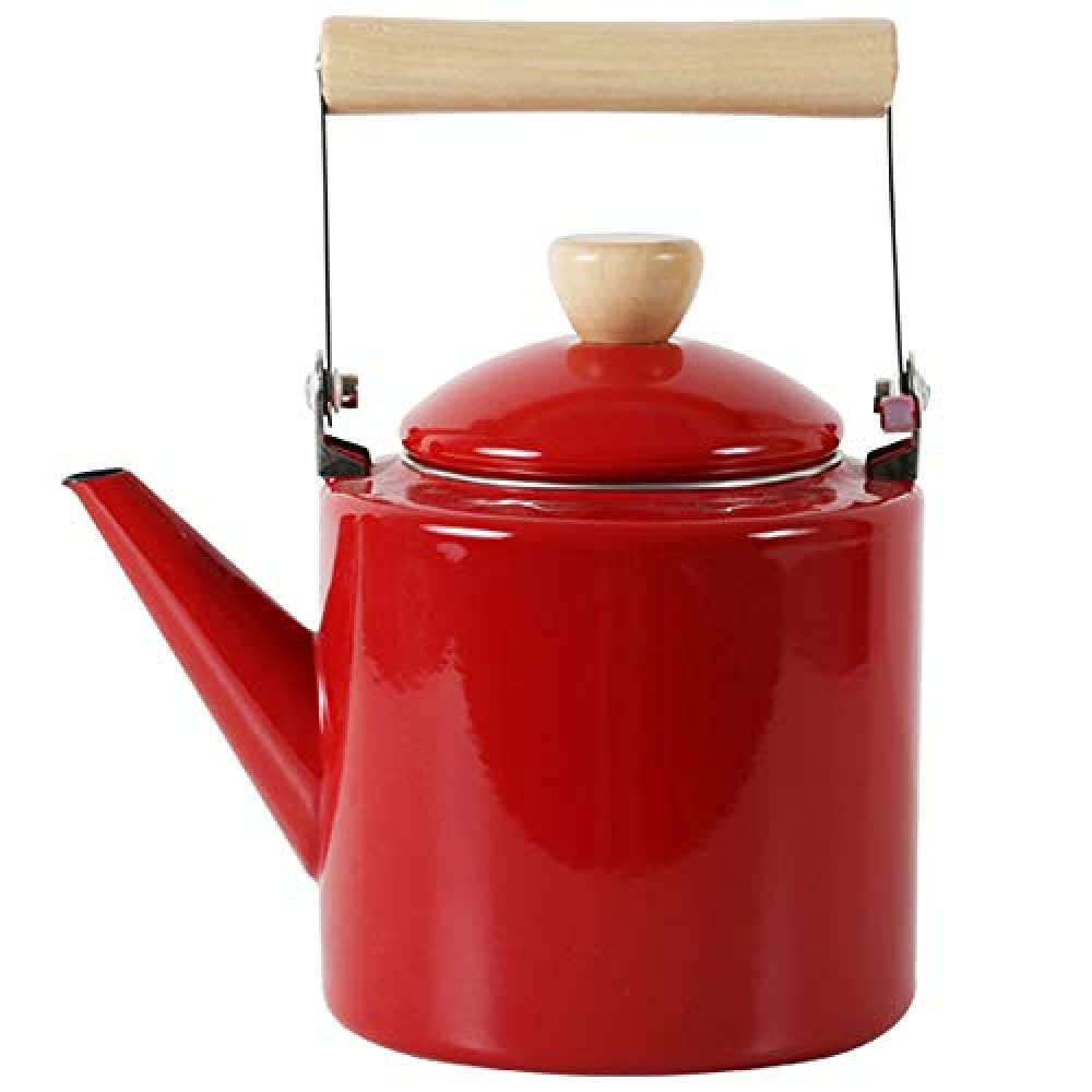 TYUHDUYUR Enamel on Steel Tea Kettle-Enamel Kettle Stovetop Teapot with Handle, Surgical Teakettle Teapot with Handle-White
