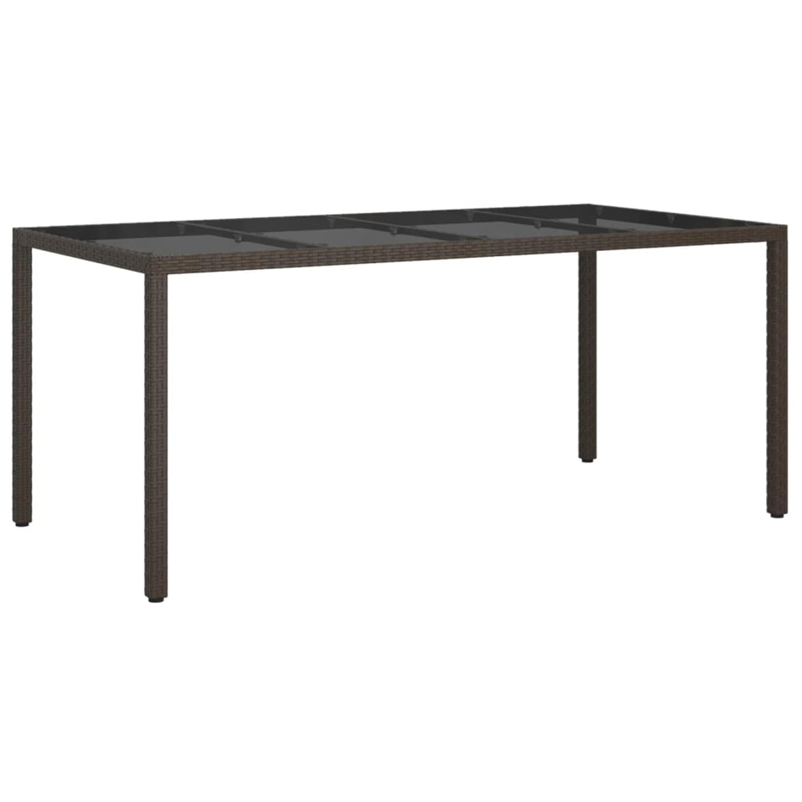 Homgoday Mesa de jardín marrón 190 x 90 x 75 cm cristal templado poliratán, mesa de jardín, mesa de terraza, mesa de comedor, mesa de cocina, mesa de jardín, mesas exteriores