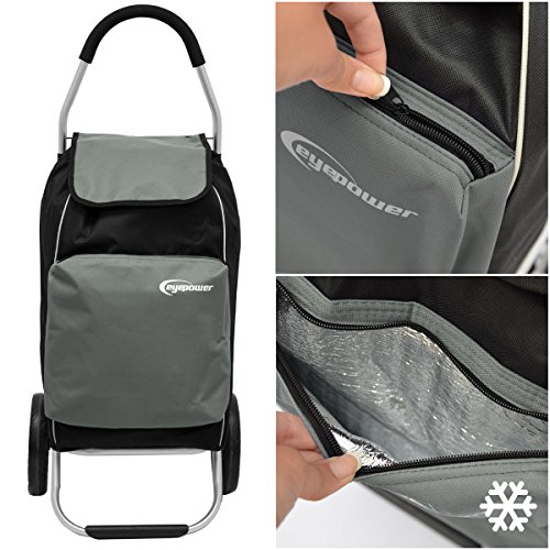 EYEPOWER 52L Einkaufstrolley Kühlfach Faltbarer Einkaufsroller 100x43x38cm Grau – Bild 5