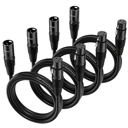 XLR Cable 6 Ft 4 Packs, Premium Balanced Microphone Cable