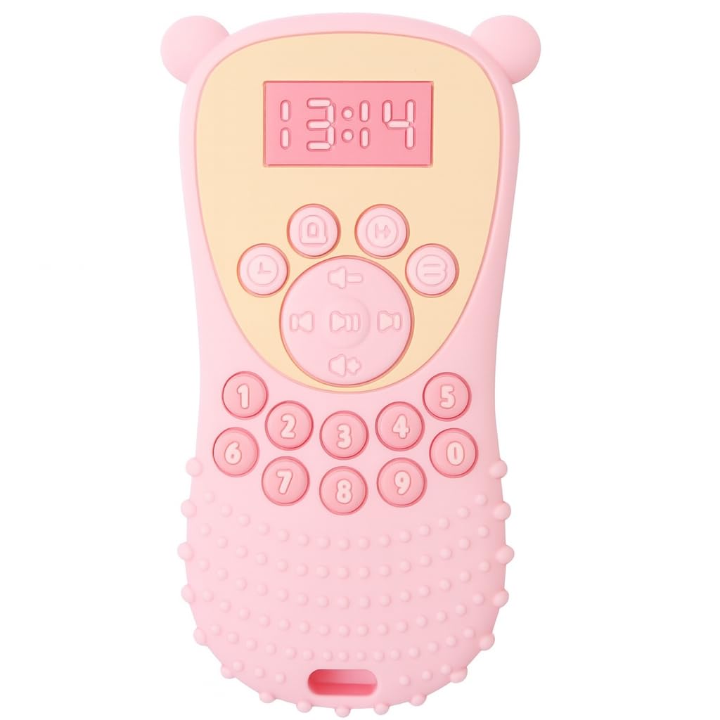 Teething Toys for Babies 3 Months+ – Silicone Baby Teethers for 3-12 Month Infants – Remote Control & Cellphone Shape – Sensory Chew Toys for Newborns & Toddlers – Baby Shower Gift (pink)-image-40