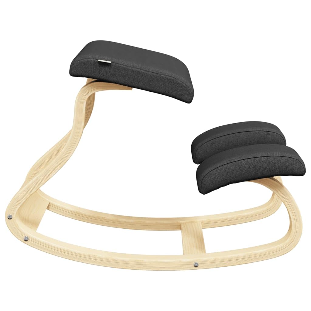 vidaXL Kniestuhl, Kniehocker mit dicken Posltern, Ergonomischer Stuhl 120 kg Belastbarkeit, Bürostuhl Gesundheitsstuhl, Schwarz Birkensperrholz