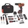 BLACK+DECKER 12V MAX Drill & Home Tool Kit, 60-Piece (BDCDD12PK)