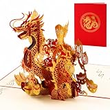 DORAFIORA® Pop-Up Karte Asiatischer Drache – 3D Glückwunschkarte für Geburtstag, Neujahr & besondere Anlässe | Rote Drachenkarte inkl. Umschlag