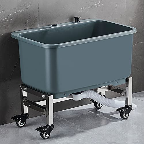 JKJZSALJ Fregadero De Suelo Resistente Y Móvil con Ruedas. Fregadero Versátil para Balcones, Baños, Garajes Y Tiendas. Lavabo Multiusos Duradero, Gris, 60 Cm.