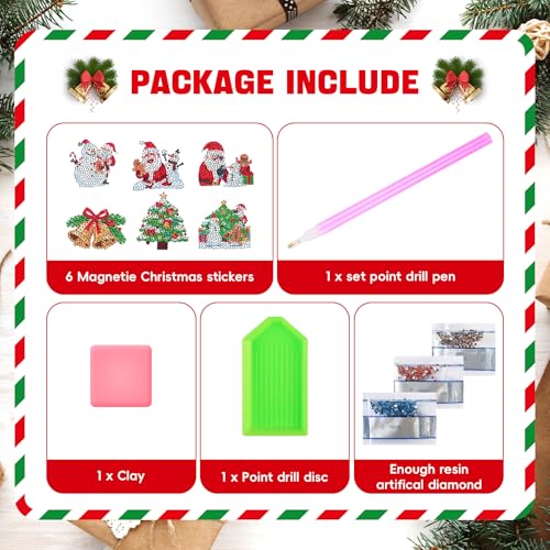 Kit de 6 imanes decorativos navideños para refrigerador miniatura 3
