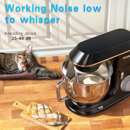 DOBBOR-Electric-Stand-mixer-95QT-660W-7-Speeds-Tilt-Head-Dough-Mixers-Bread-Mixer-with-Dough-Hook-Whisk-Beater-Splash-Guard-for-Baking-Bread-Cake-Cookie-Pizza-Muffin-Salad-and-More-Black