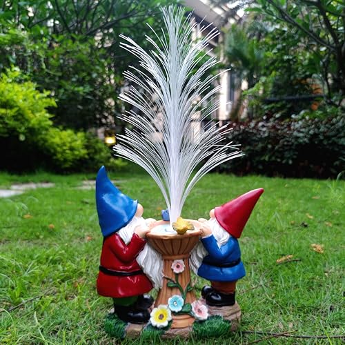 RCTTICUU Gnome Statue Solar Garden Decor with LED Lights, Resin Gnomes Figurine and Colour Changing Optical Fiber Solar Light,Outdoor Decorations for Balcony, Patio, Yard, Lawn, Gifts for Women by RCTTICUU - Used condition - Image 2