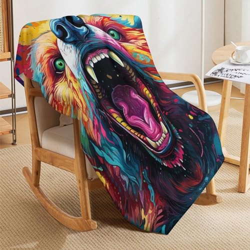 Couverture ours contre le froid, plaid flannel isolant pour lit et voyage - 7