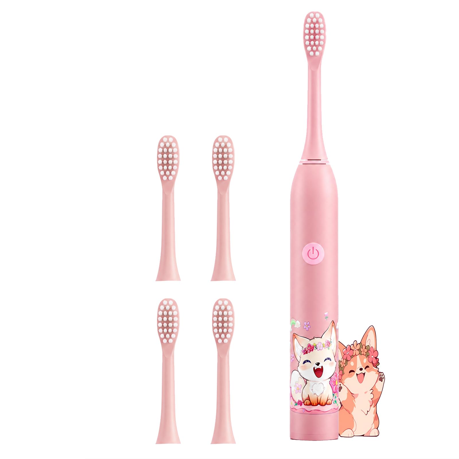 Sonic Electric Toothbrush for Kids with 6 Modes, 4 Brush Heads & Rechargeable Battery, Ultra Soft Nylon Bristles, IPX7 Waterproof, Electric Power Tooth brush (Pink)-image-24