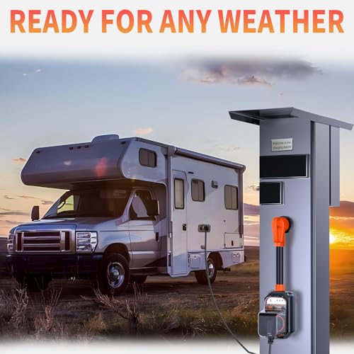 Image of GEARGO RV Surge Protector 30 Amp, 9500 Joules RV Circuit Analyzer, IP68 Surge Voltage Protection, RV Adapter Plug for Camper (Orange)