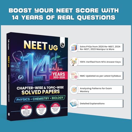 Image of PW NEET 14 Years PYQs (2026-2013) Chapterwise & Topicwise Solved Papers | Additional PYQs of Re-NEET of 2026 & 2024, 2023 Manipur & More | Past Year Questions with Detailed Solutions