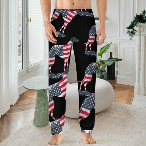 Greyhound Dog U.S.A. Flag Men's Pajama Bottoms Sleep Lounge Soft Comfy Pants Sleepwear2