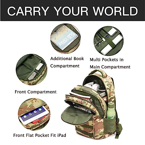 Outdoor Plus Camo Backpack,Military Teen Boys Backpacks For School, Army Bookbag With Usb Charging Port,40L #TOP5
