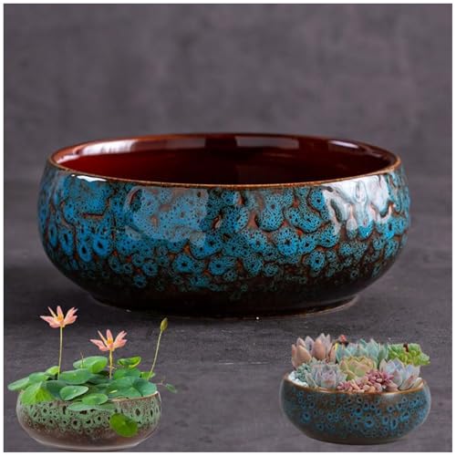 Fioriera a forma di fiore di loto, in ceramica, stile retrò, per piantare in acqua all'interno, vaso di narcisi di grande calibro, vaso in ceramica semplice per la casa (stile B)