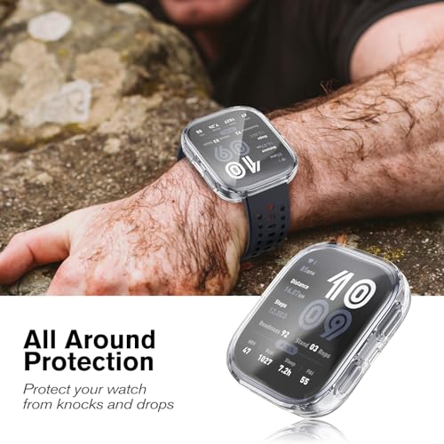 Image of Fintie 3 Packs Screen Protector Case Compatible with Amazfit Bip 6, Soft TPU Plated Bumper Full Protective Cover Cases Scratch-Proof, Clear x 3