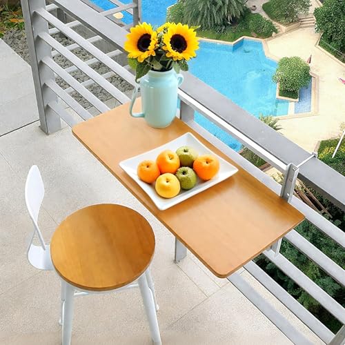Table pliante suspendue réglable pour aménager un petit balcon | Support compact 60x35 cm
