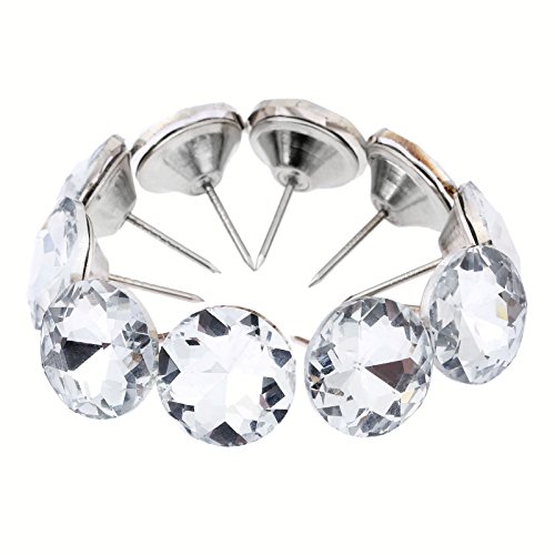 Mgoodoo Lot de 20 Clous de Tapissier en Cristal de Diamant Dia-25mm pour Canapé, Tête de Lit, Bouton à Coudre, Décoration Murale, Banc, Divan, Coussin, etc Cover