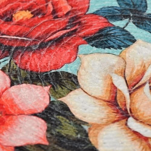 Image of LaVichitra Cotton Table Placemat | Dining Table Mat | Bed Side Table Mat | Cotton Round Shape Placemats | Washable PlaceMat for Shelves & Plant Pots - Pack of 6, Blossom