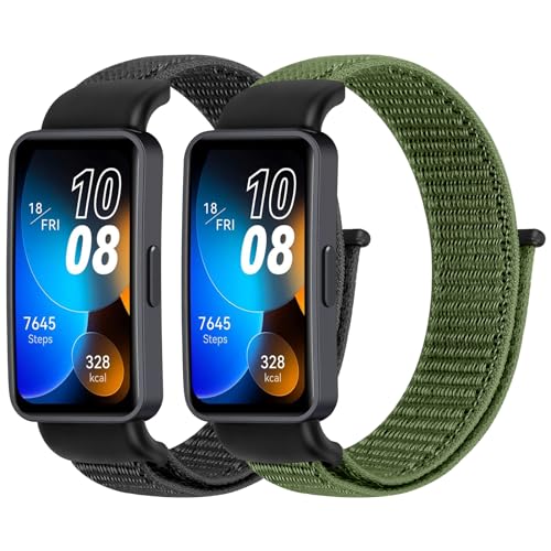 BTTNG Correa de Nylon Compatible para Huawei Band 10/Huawei Band 9/Huawei Band 8 Mujeres Hombres, Nylon Transpirable Deportiva Solo Loop Pulseras de Repuesto para Huawei Band 10/9/8 (NFC)