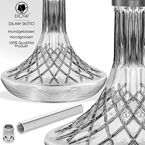 DILAW® SKITTO X Shisha Set Hookah Aluminium Alu 85cm Wasserpfeife Kaminkopf Komplettset Molassefänger Silikonschlauch… – Bild 6