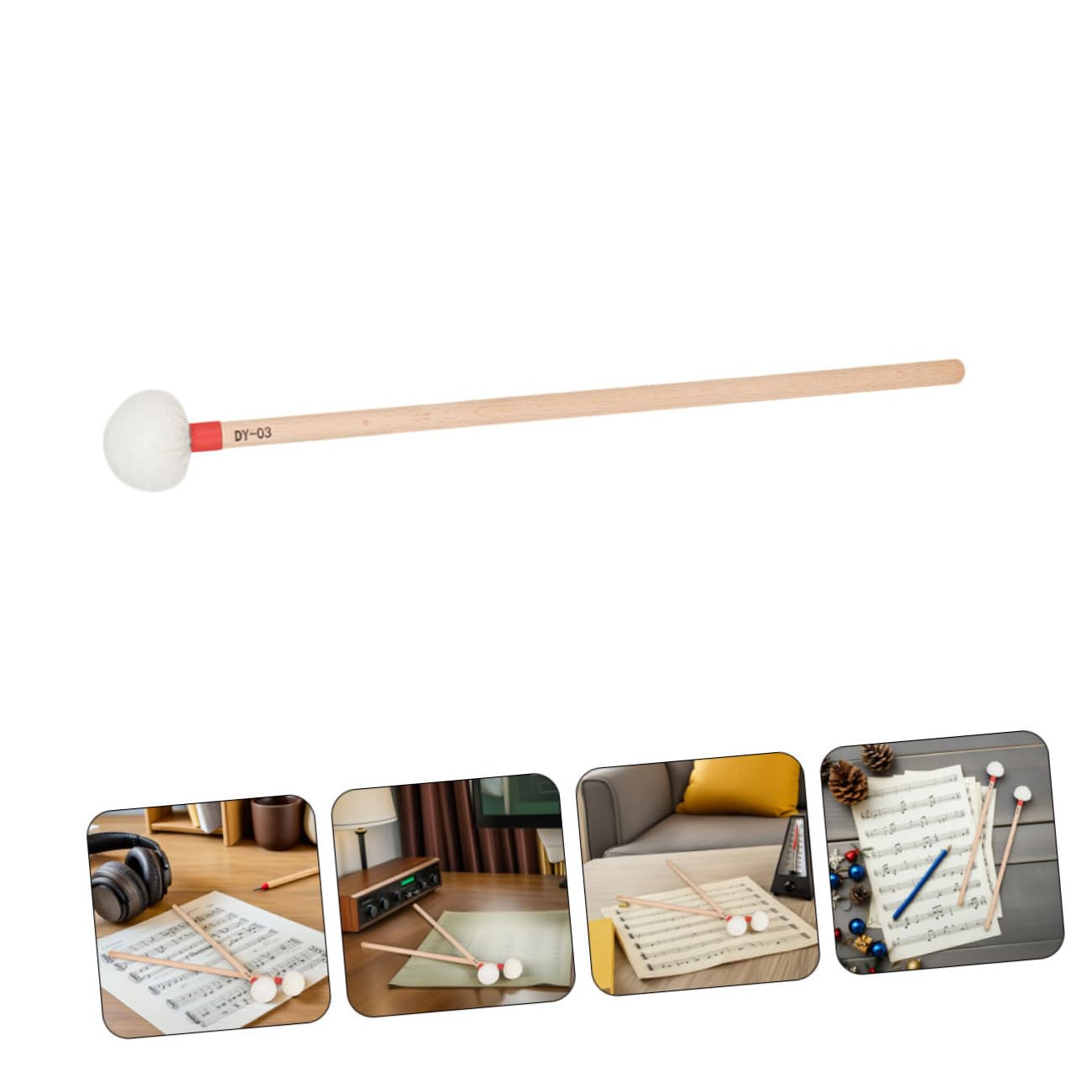 Toyvian 4 Sztuki Częściowy Pałeczek Do Timpani z Białą Główką Filcową i Ergonomicznymi Drewnianymi Rączkami Miękkie Perkusyjne Do Orkiestry Zespołów Szkolnych i Profesjonalnego Użytku
