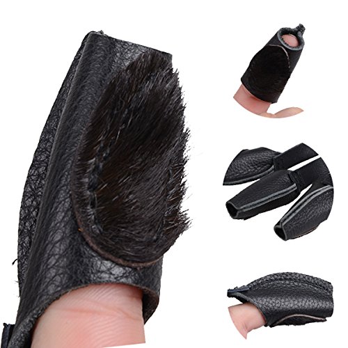 XTACER Leather Finger Protector & Leather Arm Guard 3-Strap Arm Guard with Three Fingers Design Archery Finger Protector Traditional Shooting Glove Black - Leather (Adult Size, Eagle Claw)