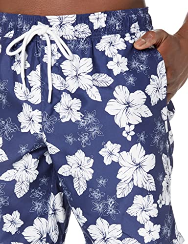 Amazon Essentials Men's 9" Quick-Dry Swim Trunk, Navy Hibiscus Flower, Medium #TOP2