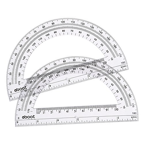 eboot plastic protractor math protractors 180 degrees 6 inch pack of 2 clear