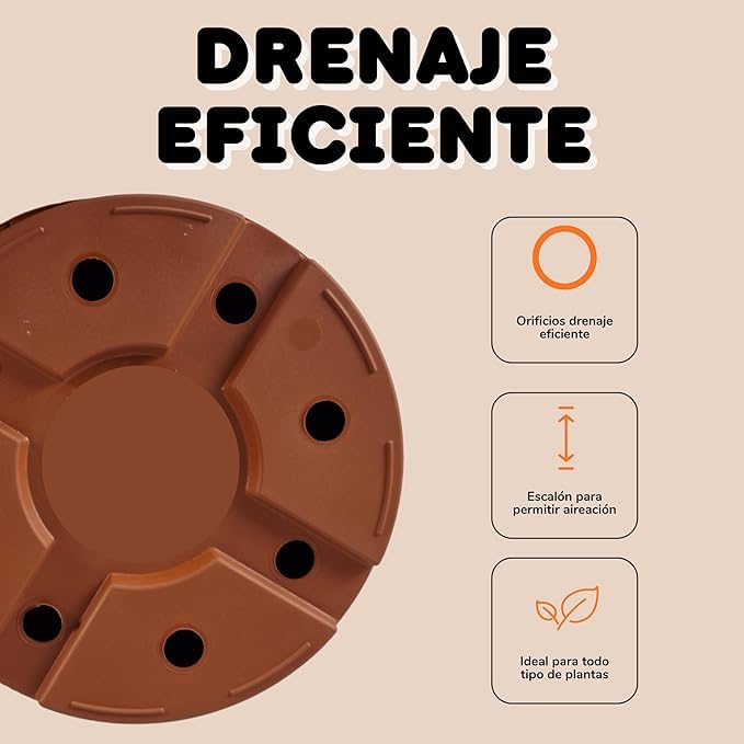 GROWMANIA Vaso Per Piante In Plastica Marrone 3L - Resistente Con Drenaggio, Per Interni/Esterni, Ideale Per Fiori E Ortaggi - 2