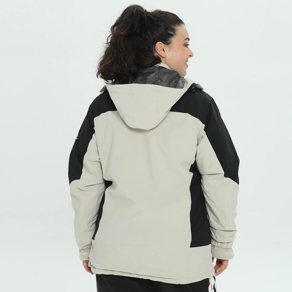 DYRBF Inverno Caldo Sci Hoodie Set Impermeabile Antivento 3 in 1 Giacca Snowboard Abbigliamento Indossare Signore Cappuccio In Pile Plus Size parka