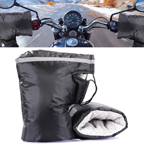 LIAVOP Manillares para Motocicleta,Guantes,Manguitos térmicos universales para Invierno,Manguitos para Manillar de Material Impermeable.Adecuados para Motocicletas,Bicicletas eléctricas(Negro)