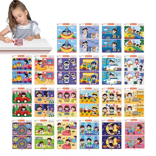 Juego De Cartas De Memoria - Encuentra Las Diferencias con Tarjetas Educativas,Actividad de Observación y Atención Infantil para Estimular el Aprendizaje Temprano