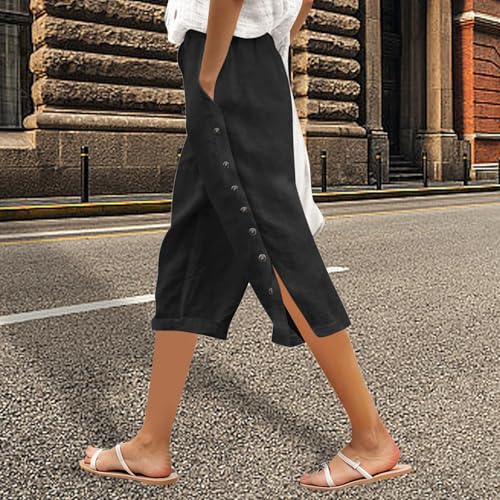 Tear Away Pants for Women Side Button Capri Sweatpants Casual Loose Fit Post Surgery Adaptive Clothing with Pockets2