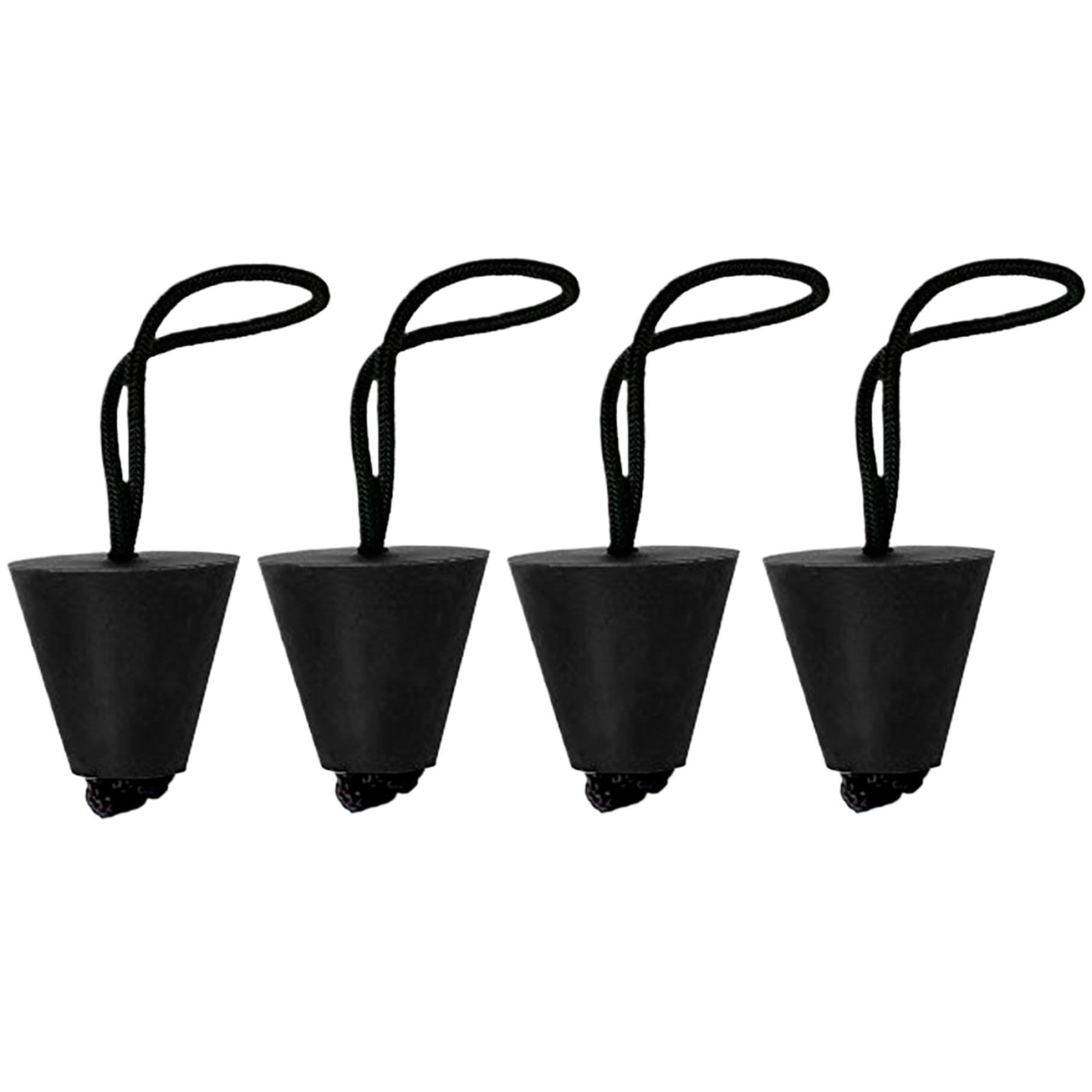 Plug Kayak 4pcs Tappo di svuotamento di Kayak universali Tappi di scupper Silicone con scupper di Sostituzione della Corda a Traino per Canoa gommone Nero
