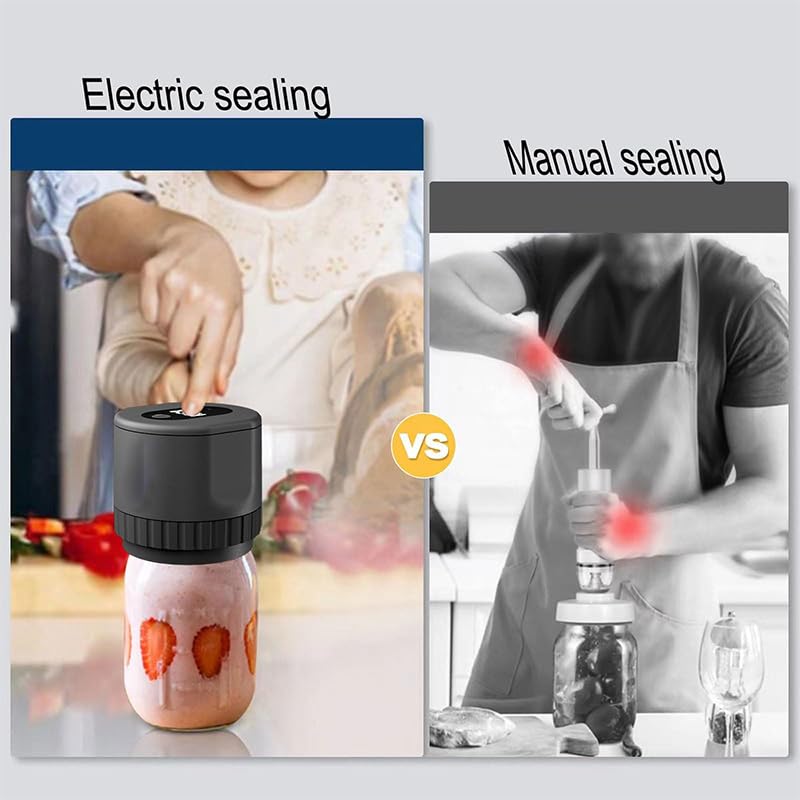 Máquina Selladora Al Vacío Para Tarros Mason, Kit de Sellador de Tarros Eléctrico Para Almacenamiento de Alimentos, Compatible con Boca Ancha y Boca Regular, Para Alimentos Secos y Líquidos