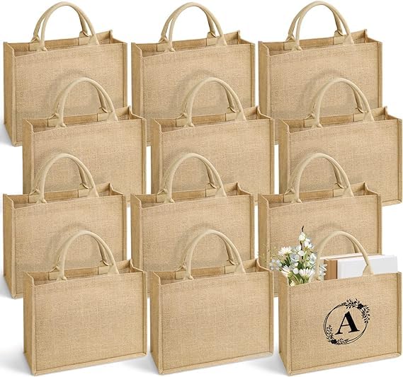 Handmakers Natural Jute Return Gift Bags for Wedding, Birthday, Anniversary. 12X15X5 inch Pack of 10 (B0C6HZKCJK) Amazon Price History, Amazon Price Tracker