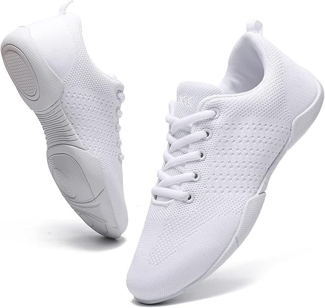 YHYLRON White Cheer Shoes for Womens Cheerleading Shoes Girls Youth Cheerleading Shoe Tennis Training Athletic Flats Breathable Cheer Sneaker Size