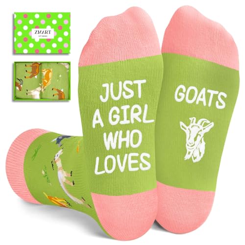 Zmart Funny Goat Gifts for Girls - Green Goat Socks Sheep Farm Animal Stuff 7-9 Years Old Kids
