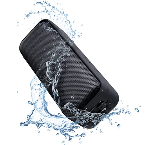 QFX BT-ZX1 10+ Watt TWS Bluetooth IPX7 Waterproof Certified Rechargeable Portable Speaker with Punchy Bass, Zero Distortion, 24-Hour Battery Life, Hands-Free Calling, Black