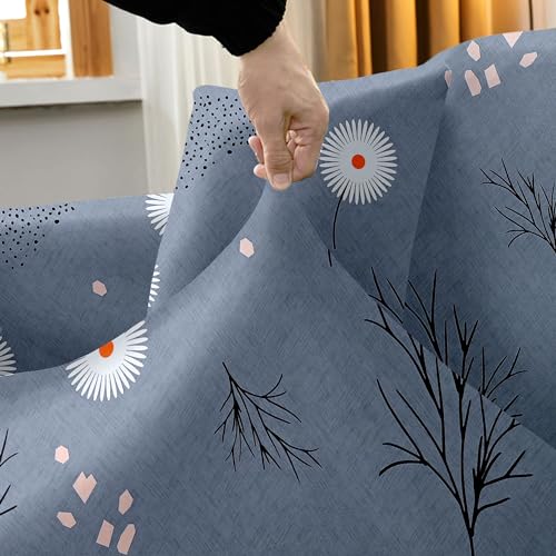 Image of Amazon Brand - Solimo L-Shaped Sofa Printed Slipcover | 2 Pieces Elastic Sofa Cover | High Density Stretch Fabric | Universal Fit (Grey)