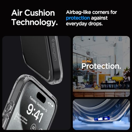 Image of Spigen Ultra Hybrid Back Cover Case for iPhone 15 Pro Max, Durable Hybrid Structure, Air Cushion Technology - PC+TPU | Abyss Green