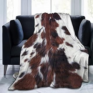 Cow Print Blanket, Fleece Cow Blanket for Adult Kid, Soft Brown Cow Throw Blanket Cowhide Flannel Blankets for Couch Sofa Bed 40"x50"